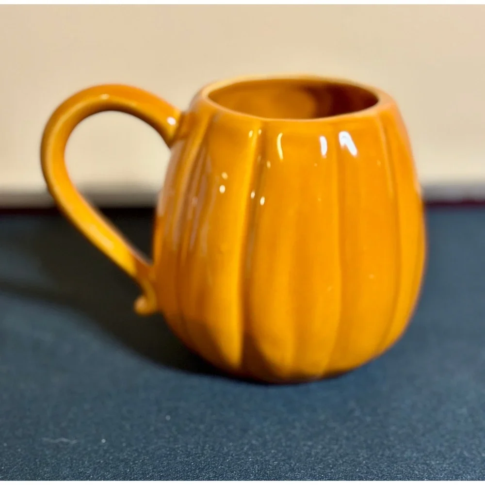Pottery Barn Halloween Jack O' Lantern Pumpkin Mug Orange Ceramic Coffee Cup